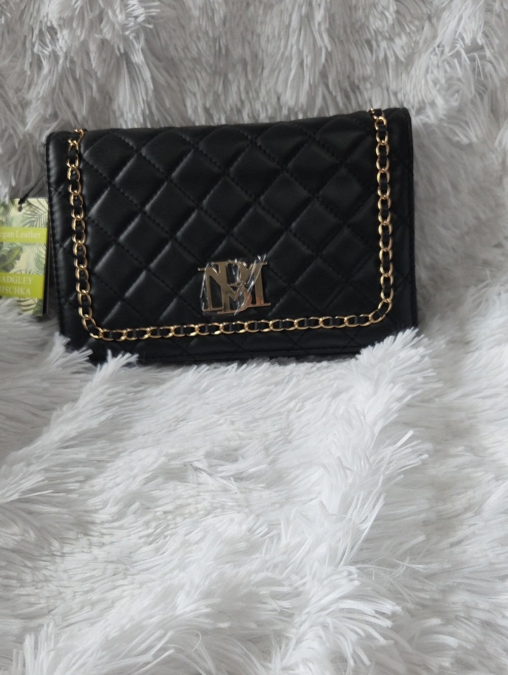 NWT Badgley Mischka Black Quilted Chain-Trim Crossbody Bag - Elegant Everyday